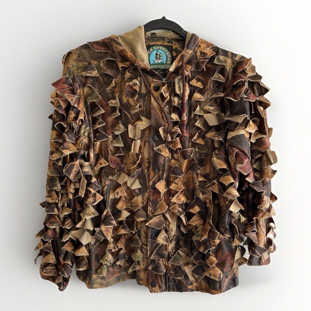 Master Sportsman By Prestage Ghillie Jacket Size Youth S/M Camo 3D Leafy Hunting
